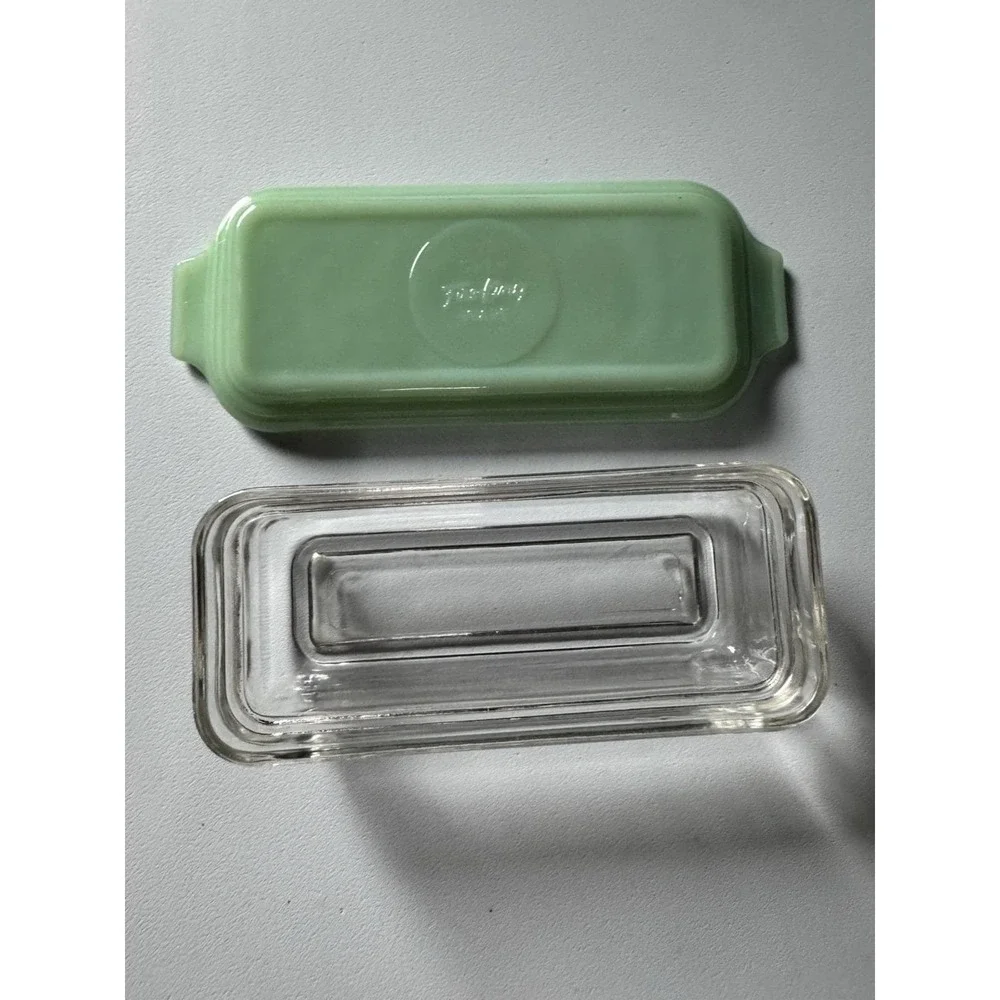 Fire King Jade 1/4 Lb Butter Dish with Lid Made In USA Vintage Oven Ware